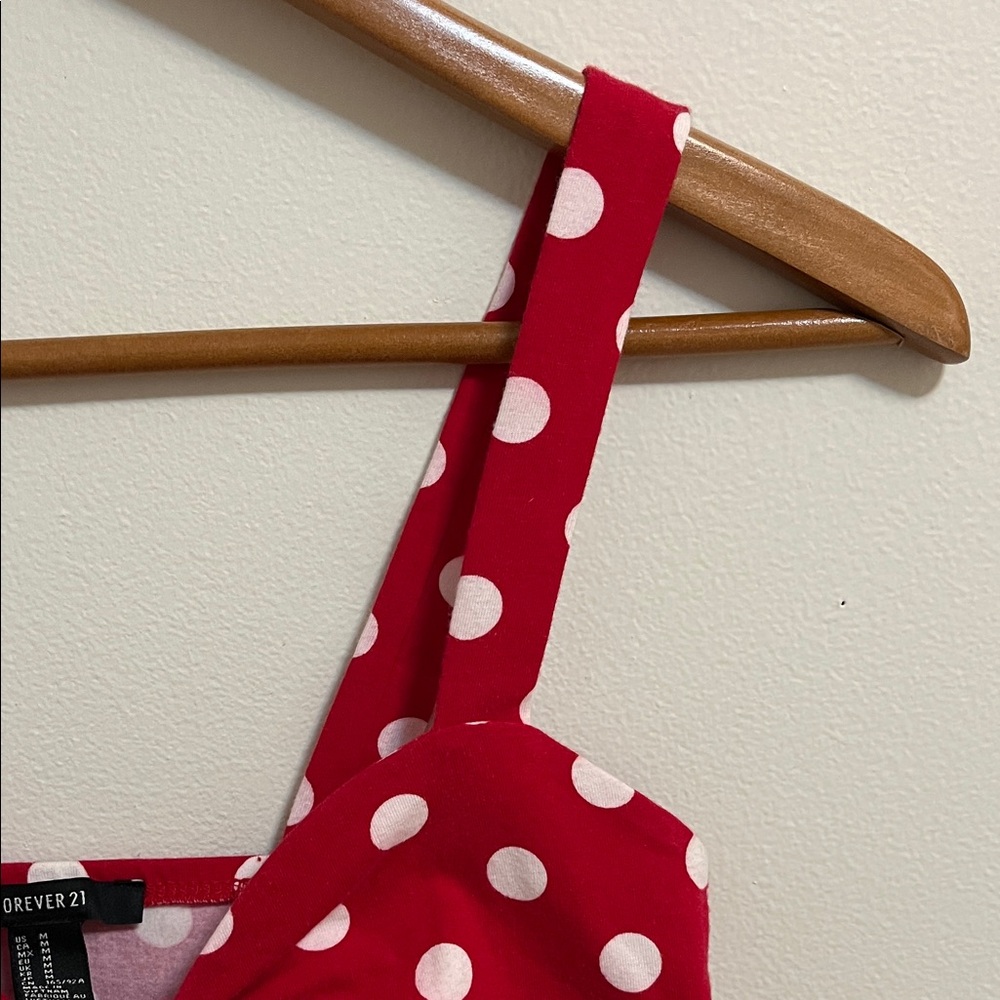 Forever 21 Polka Dot Sweetheart Bralette Tank Crop Top medium Red - Picture 5 of 8